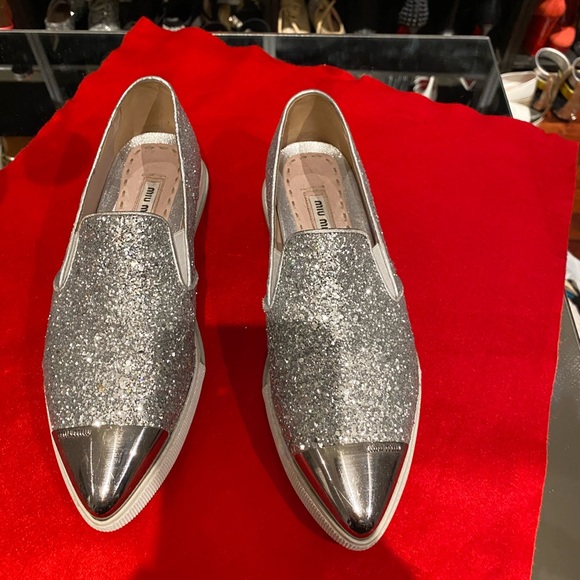 Miu Miu Cap Toe snickers, glitter, size 36/US6 - Picture 2 of 8